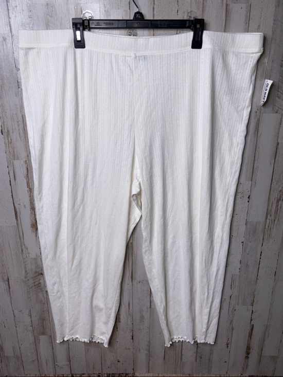 Old Navy Pants - Old Navy High Waisted Pointtelle Knit Lettuce Hem Crop Lounge Pants in Cream 3X